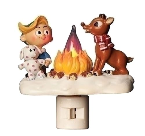 Roman Rudolph & Elf 4.5 Inch Polyresin Flickering Night Light - Holiday Decor