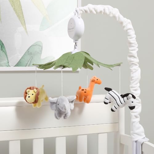 Musical Baby Crib Mobile with Safari Animals & 12 Lullabies - White Nursery Decor