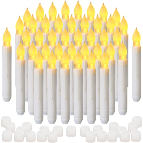 Yakpo 48-Pack LED Taper Candles Battery Operated, Flameless Hanging Floating Candles for Halloween & Holidays - 6.5in