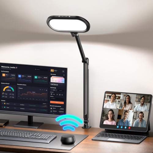 LitONES Dual-Side LED Desk Lamp with Clamp - Black, Soft Light, Stepless Remote