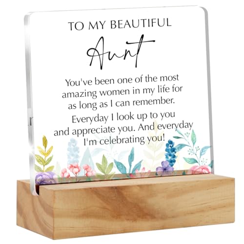 Personalized Aunt Gift Acrylic Plaque - Heartwarming Desk Sign for Mom's Day & Birthdays