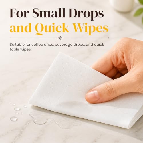 12 Packs of 100 White 2-Ply Cocktail Napkins 4.5 x 4.5 Inch Disposable Party & Wedding Napkins