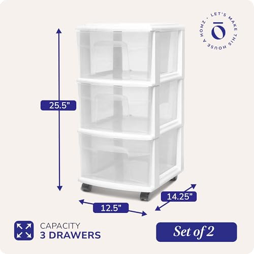 White 3-Tier Storage Cart with Removable Wheels - 2 Pack