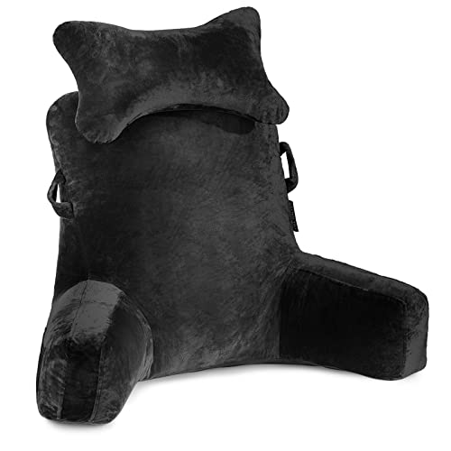SLIGUY Extra Large Black Reading Pillow 31" Bed Rest with Detachable Neck Roll