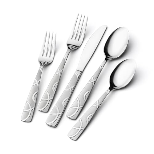 HIKAA 40-Piece Silver Flatware Set for 8, Dishwasher Safe Kitchen Cutlery