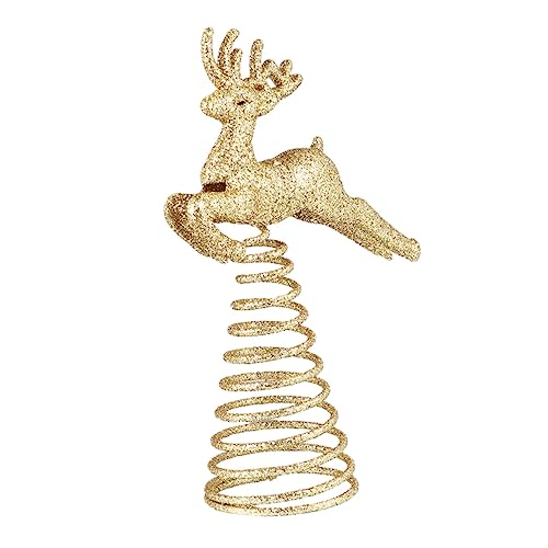 Golden 1pc Reindeer Christmas Tree Topper - SHOWERORO Deer Treetop Ornament