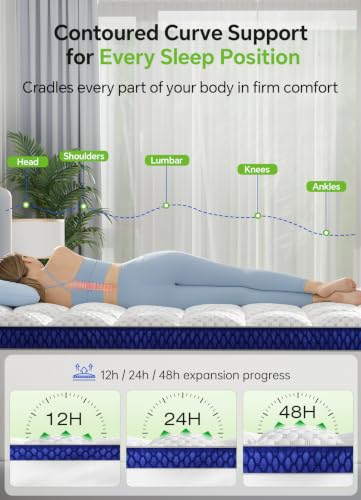 BEDELITE Queen Mattress Topper Pillow Top 2 Inch Cooling Bed Pad White-Blue