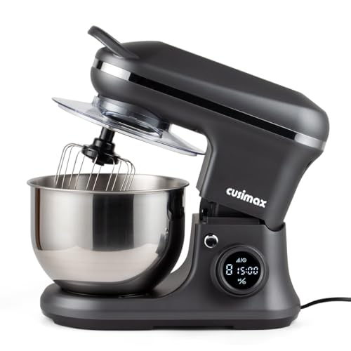 CUSIMAX Grey Stand Mixer 650W with Digital Control & 5Qt Bowl