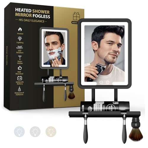 Quick Clear Shower Mirror Fogless for Shaving with Light - Electric