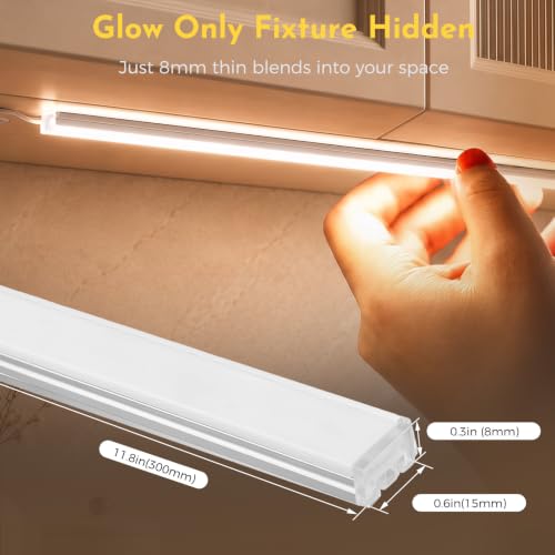 V4light Ultra Slim Linkable Under Cabinet LED Lighting Bar Kit Touch + Remote, Silver, 6-Pack