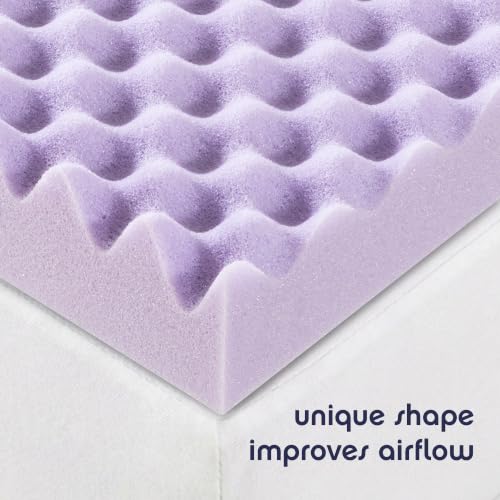 Queen 4-Inch Egg Crate Memory Foam Mattress Topper with Lavender Infusion