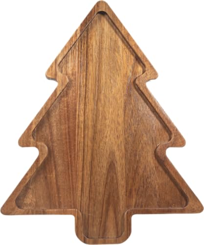 Nhohobiy Large Acacia Wood Christmas Tree Charcuterie Board Serving Tray 16.5" x 13"
