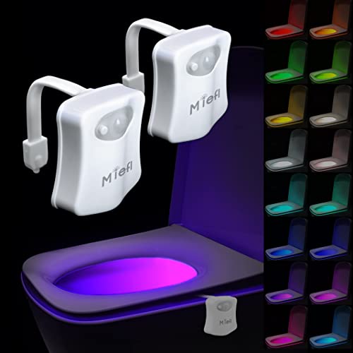 MIEFL 2 Pack Motion-Activated Toilet Night Light with 16 Color LED & 5 Brightness Levels