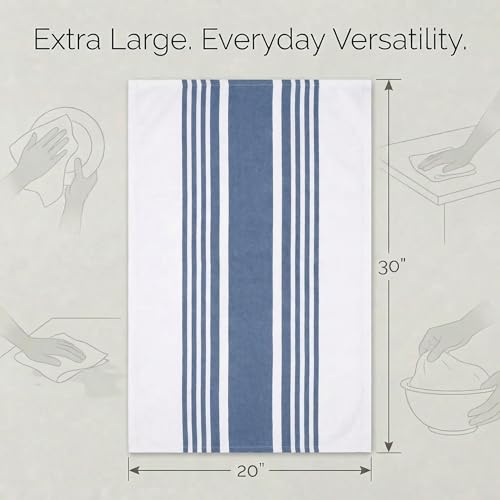 Urban Villa Indigo Blue & White Cotton Kitchen Towels Set of 6 20x30"