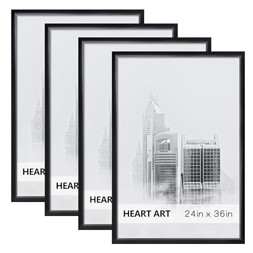 Black 24x36 Poster Frame Set of 4 Without Mat - Heart Art
