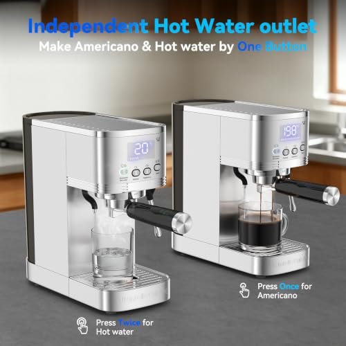 URintells Cuising Compact Stainless Steel Espresso Machine 20 Bar with Adjustable Temp