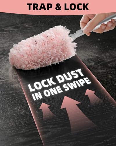Nicemiya Extendable Duster Kit with 50 Pink Refills & 6ft Handle – Rotatable & Versatile Cleaning Tool