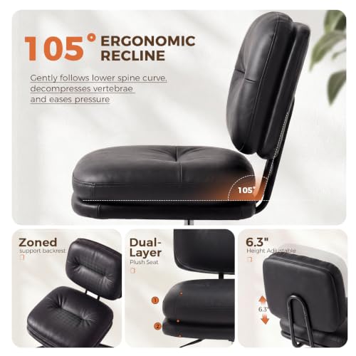 Black COMHOMA Small Adjustable Home Office Desk Chair with Lumbar Support