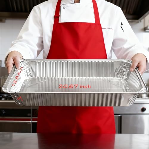 Benestanti 20 Pack Full Size Aluminum Steam Table Pans - Heavy Duty Disposable Roasting & Baking Trays for Catering