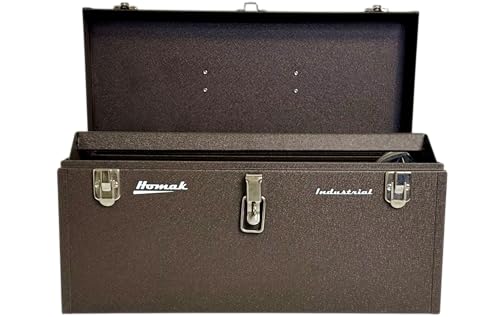 Homak 20-Inch Industrial Steel Toolbox with Powder Coat, Lockable, Brown