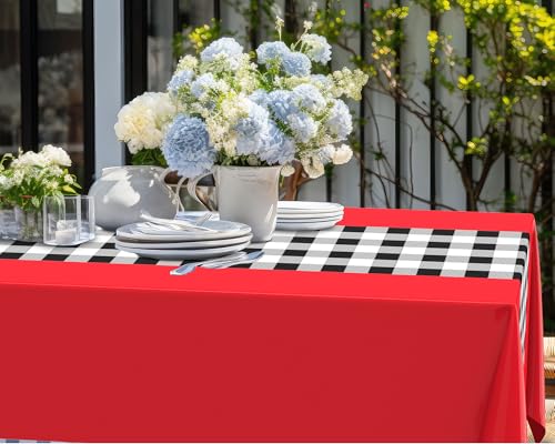 Oudain Red Gingham Checkered Table Runner 3 Pieces for Parties & Events