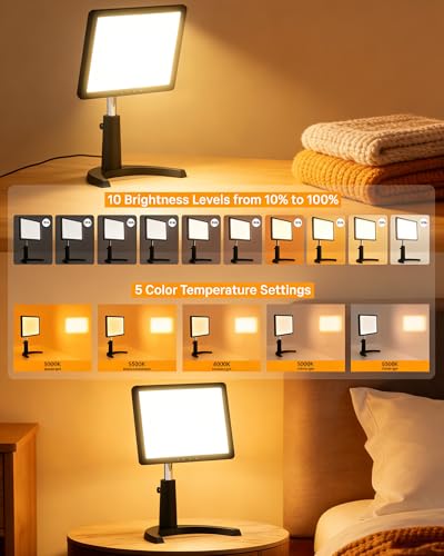 MirthSip Black 12000 Lux Full Spectrum UV-Free Light Therapy Lamp - Desk Light
