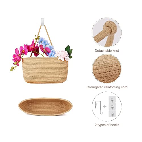 TeoKJ 3-Tier Over-the-Door Woven Jute Storage Basket Wall Organizer
