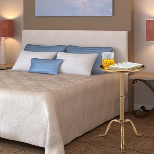 Small Metal Martini Table - Bronze Finish, 12.5x12.5x27.75 Inches, Compact Side Table - Bronze / 1