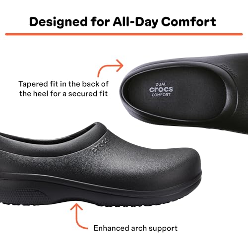 Crocs Unisex On The Clock Clog Slip Resistant Shoes - Black / 7 Women / 5 Men