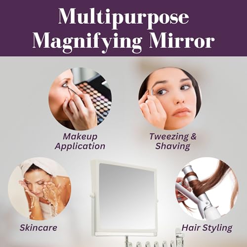 Wall-Mounted Makeup Mirror with 5X Magnification, Swivel, Chrome Finish