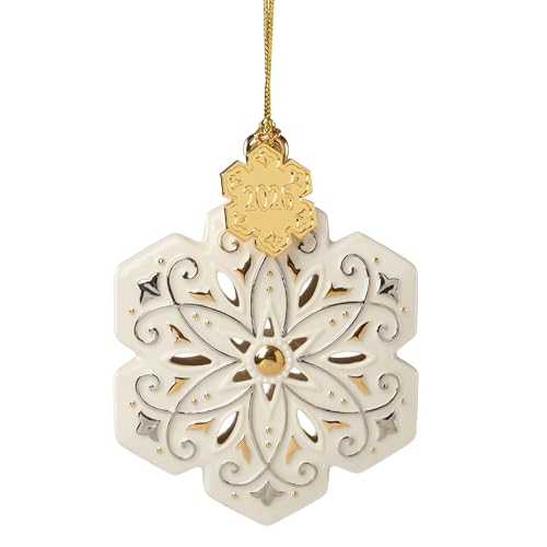 Lenox 2026 Snowflake Annual Ornament - Hand-Painted Porcelain Holiday Keepsake