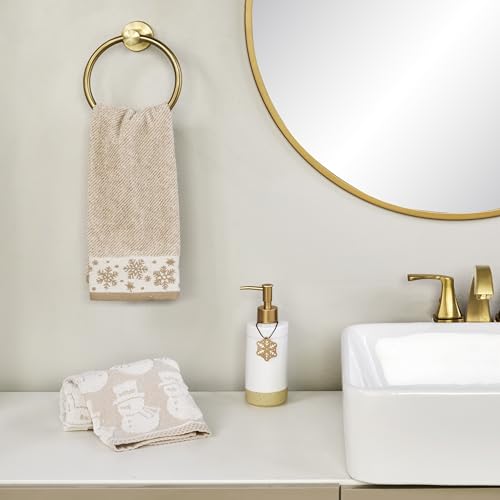 SKL Home Christmas Winter Heather Snowflake Hand Towel Set 2pc Tan