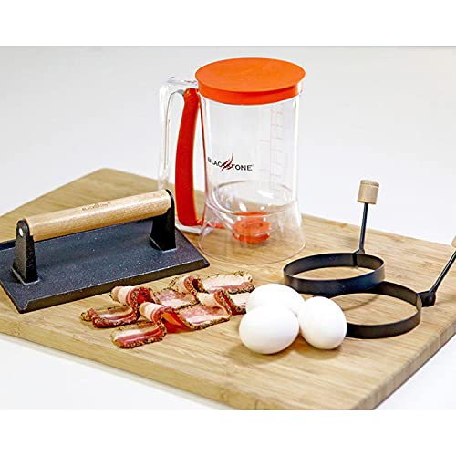 Outdoor Griddle Breakfast Kit with Pancake Dispenser, Bacon Press & Egg Rings - 4 Piece Set