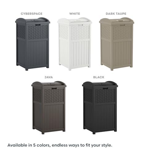 Suncast 33 Gallon Commercial Outdoor Trashcan Hideaway with Lid for
