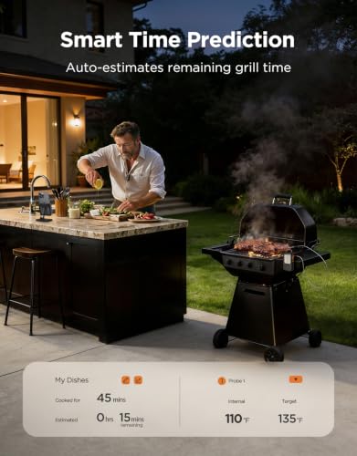 Bluetooth Meat Thermometer with 2 Probes - Digital Cooking & App Alerts - Black