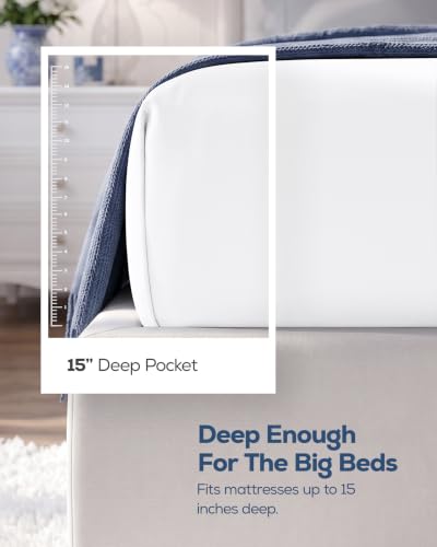 Pack of 6 King Fitted Sheet, Fits Up to 15 Inch Deep Pocket, White