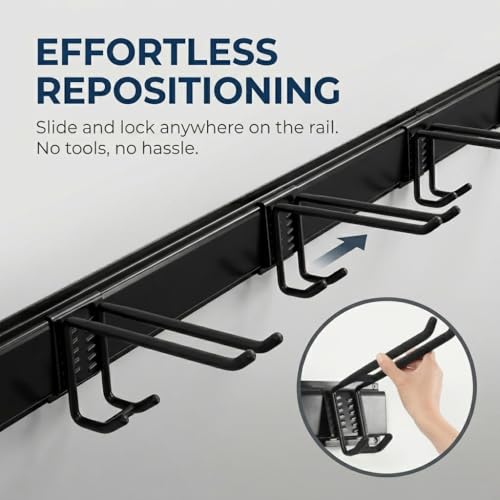 Heavy Duty Wall Mount Garden Tool Organizer 96 Inch Black - Garage Storage