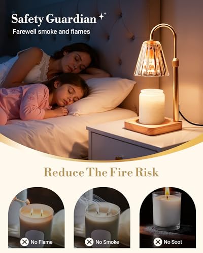 Amber Candle Warmer Lamp with Timer & Adjustable Height - Flameless for Yankee Candles