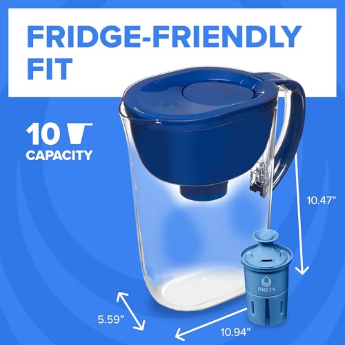Brita 10 Cup Large Water Pitcher Dispenser with Elite Filter - Blue