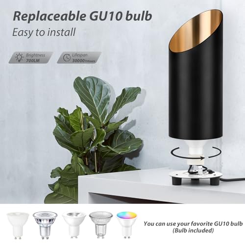 Black 2 Pack Indoor Floor Uplights with 7W GU10 Bulbs - Warm White 2700K