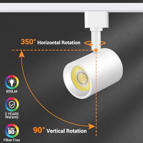 VANoopee 4 Pack White Dimmable LED Track Lighting Heads 5 Color Temp Adjustable