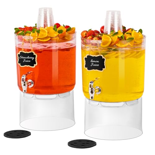 MiraFure 2 Pack 2-Gallon Drink Dispensers with Stand & Leak-Proof Spigots