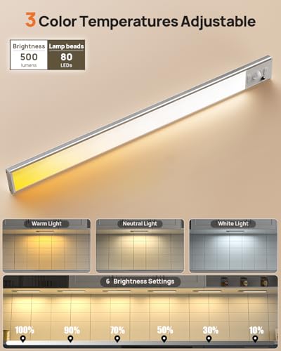 LENOMA White 16-Inch Wireless Under Cabinet LED Lights Pack of 4 with Motion Sensor & Remote