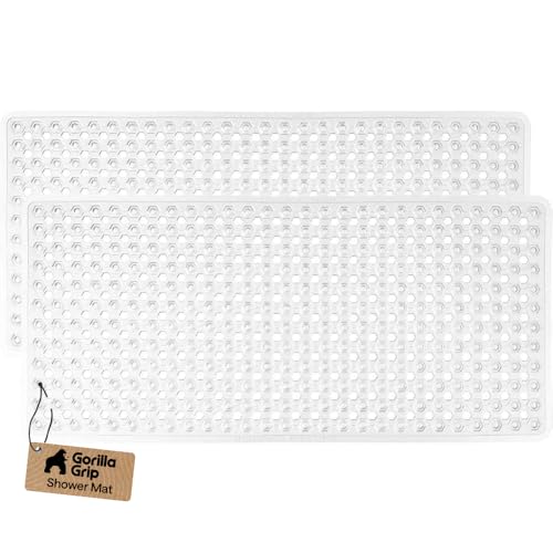 Bath Tub Shower Mat 35x16 Inches Clear Non-Slip Floor Liner 2 Pack Variation of This Listing