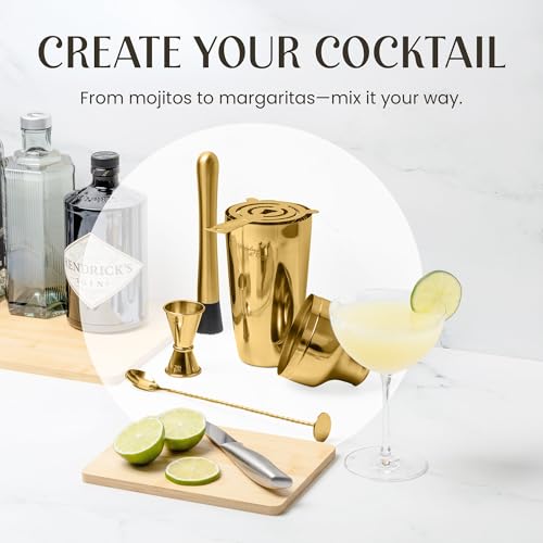Mixology & Craft 10-Piece Cocktail Shaker Set with Bamboo Stand - Professional Barware