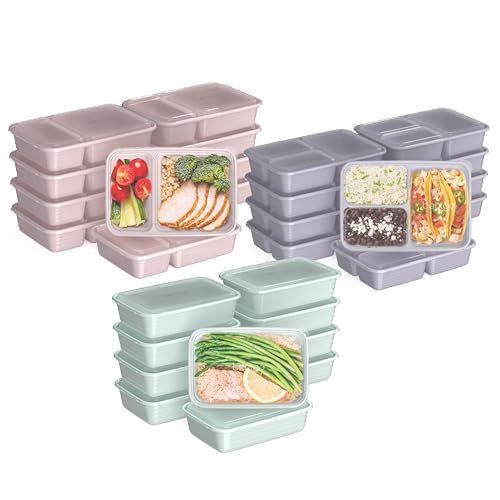 Bentgo Prep Meal Prep Kit with Floral Pastels - 60 Piece 3-Compartment Containers