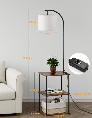Rustic Brown Floor Lamp with Table 2-Pack - Nightstands & Side Tables