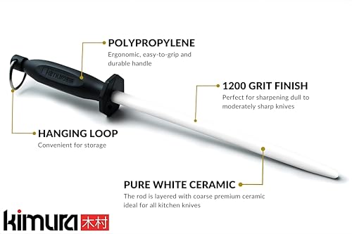 Ceramic Honing Rod - 10 Inch Honing Steel with Ergonomic Handle - Ideal for All Chef Knives - Japanese Gift Box - Variation of THIS listing