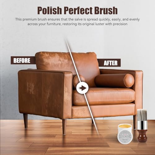 Wood & Leather Furniture Repair Salve with Brush - 8oz, Pack of 1 - Revive Dull, Dry Surfaces