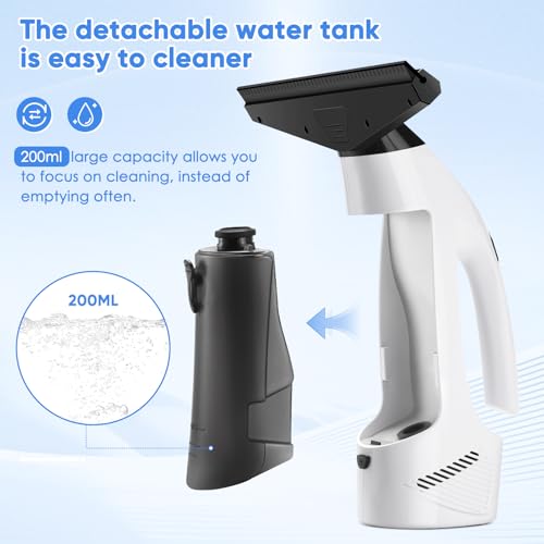 Oqioprd White Cordless Window Vacuum Squeegee 3-in-1 Electric Cleaner with 2200Pa Suction